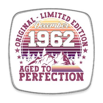 Cadeau original du 60e anniversaire de décembre 1962 - Magnet carré - blanc - Devant