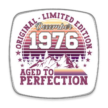 Cadeau original du 46e anniversaire de décembre 1976 - Magnet carré - blanc - Devant