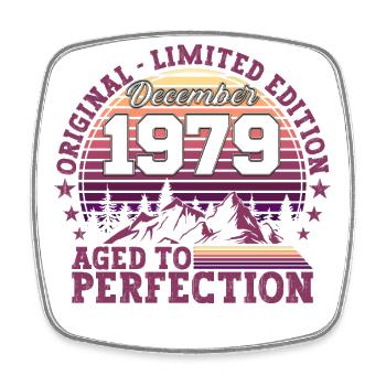 Cadeau original du 43e anniversaire de décembre 1979 - Magnet carré - blanc - Devant