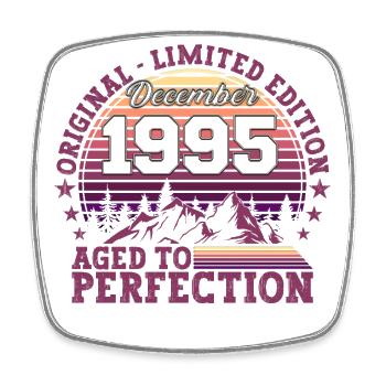 Original December 1995 27th birthday gift - Square fridge magnet - white - Front