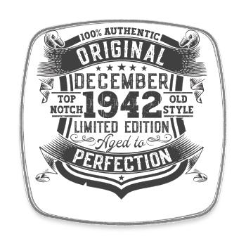 Born December 1942 80th birthday gift - Square fridge magnet - white - Front