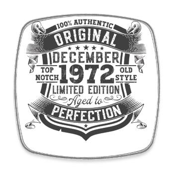 Décembre Né en 1972 Cadeau du 50e anniversaire - Magnet carré - blanc - Devant