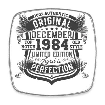 December Born 1984 38th birthday gift - Square fridge magnet - white - Front