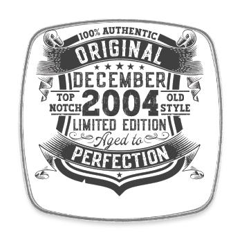 Original December 2004 18th Birthday Gift - Square fridge magnet - white - Front