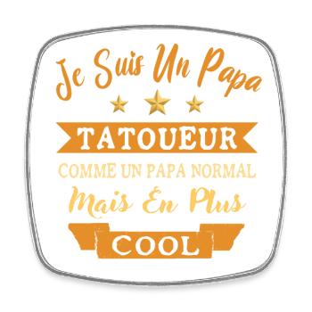 Cadeau pour Homme papa tatoueur cadeau de père - Magnet carré - blanc - Devant