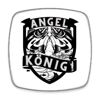Angel König Angeln Angler Wappen Zander Angelrute - Viereckiger Kühlschrankmagnet - Weiß - Vorne