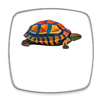 Colorful Water Turtle Giant Tortoise - Square fridge magnet - white - Front