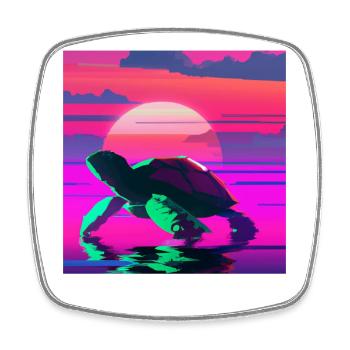 Beach Sunset Tortoise Aquatic Turtle - Square fridge magnet - white - Front