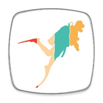Diving mask Diving fins Goggles Diver - Square fridge magnet - white - Front