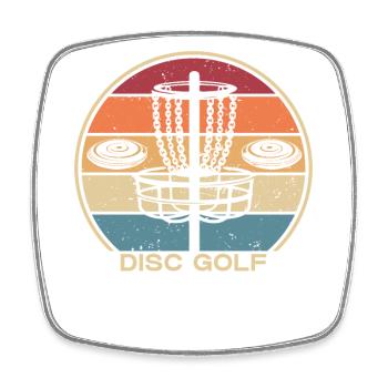 Retro Frisbee Golf Basket Disc Disc Golfer - Square fridge magnet - white - Front