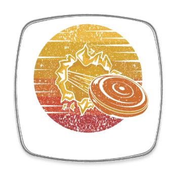 Retro Disc Golfer Frisbee Golf Korb Scheibe - Viereckiger Kühlschrankmagnet - Weiß - Vorne