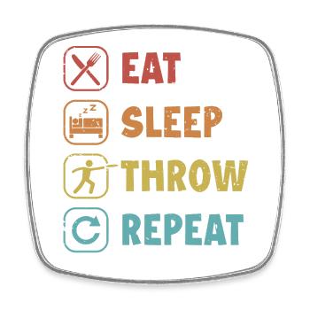 Manger Sleep Throw Repeat Frisbee Golf Basket Disc - Magnet carré - blanc - Devant