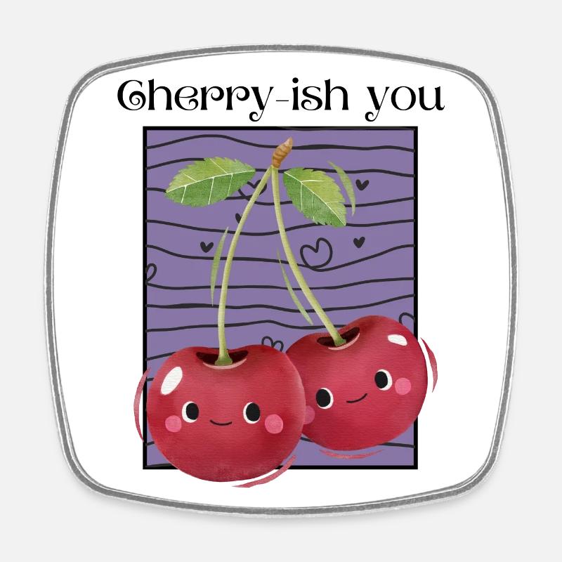 Cherry-ish You - Square fridge magnet - white