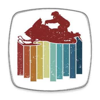 Retro Snowmobile Motorschlitten Schneemotorrad - Viereckiger Kühlschrankmagnet - Weiß - Vorne