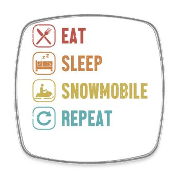Eat Sleep Snowmobile Repeat Snowmobile Fahrer - Viereckiger Kühlschrankmagnet - Weiß - Vorne