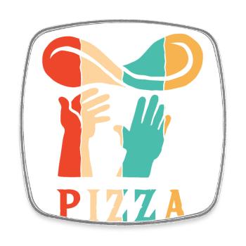 Retro Pizza Pizza Tray Pizza Oven Pizza Lover - Square fridge magnet - white - Front