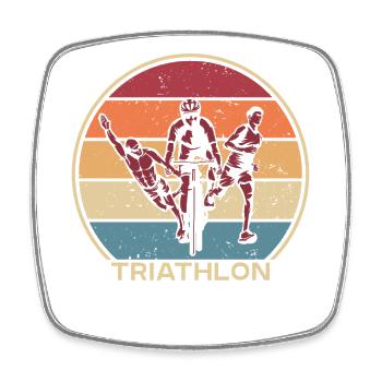 Retro Triathlon Bike Triathlete Training Professional - Square fridge magnet - white - Front