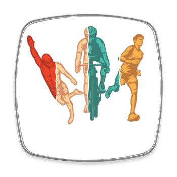 Retro Triathlete Training Triathlon Bike Pro - Square fridge magnet - white - Front