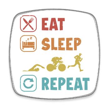 Eat Sleep Swim Ride Run Repeat Training Triathlete - Square fridge magnet - white - Front