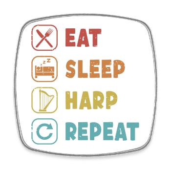 Eat Sleep Harp Repeat Konzertharfe Harfenmusik - Viereckiger Kühlschrankmagnet - Weiß - Vorne