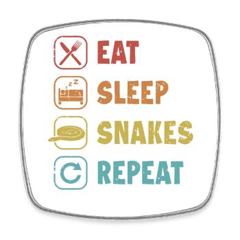 Eat Sleep Snakes Repeat Snake Python Banana - Square fridge magnet - white - Front