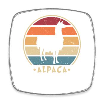 Retro Alpaca Pako Lama Huacaya Alpaca Breeder - Square fridge magnet - white - Front
