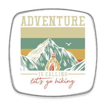 L’aventure vous appelle, Trekking, Randonnée en montagne, Randonnée pédestre - Magnet carré - blanc - Devant