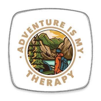 L’aventure est ma thérapie Trekking Randonnée en montagne - Magnet carré - blanc - Devant