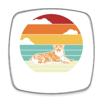 Retro King Tiger Wildcat Big Cat Siberian - Square fridge magnet - white - Front