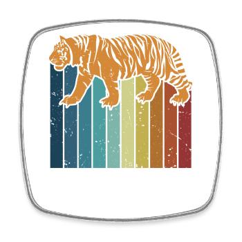 Retro Big Cat King Tiger Wildcat Siberian - Square fridge magnet - white - Front