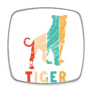 Retro Wildcat Big Cat King Tiger Siberian - Square fridge magnet - white - Front