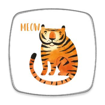 Miaou Chat sauvage Grand chat Roi Tigre Sibérien - Magnet carré - blanc - Devant