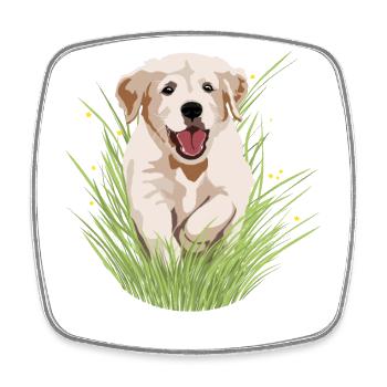 Rüde Vierbeiner Wauwau Hundebesitzer Golden - Viereckiger Kühlschrankmagnet - Weiß - Vorne