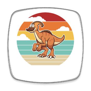 Retro Parasaurolophini Hadrosauridae Liebhaber - Viereckiger Kühlschrankmagnet - Weiß - Vorne