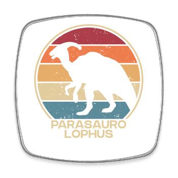 Retro Parasaurolophini Hadrosauridae Liebhaber - Viereckiger Kühlschrankmagnet - Weiß - Vorne