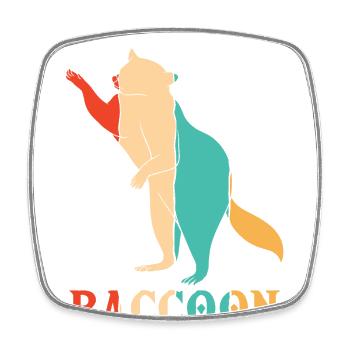 Retro Trash Panda Friend Queen Lover Raccoon - Magnet carré - blanc - Devant