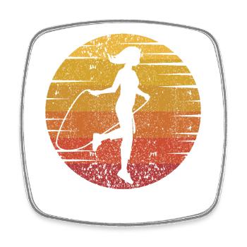 Retro Speed Skipping Jumping Professional Jump - Square fridge magnet - white - Front