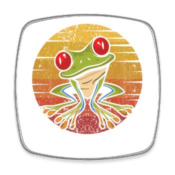 Rétro Pet Costa Rica Lover Red Eyed Tree Frog - Magnet carré - blanc - Devant