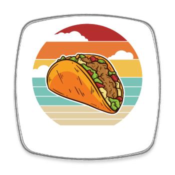 Retro Al Pastor Gewürz Hartschalen-Taco-Liebhaber - Viereckiger Kühlschrankmagnet - Weiß - Vorne