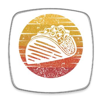 Retro Al Pastor Gewürz Hartschalen-Taco-Liebhaber - Viereckiger Kühlschrankmagnet - Weiß - Vorne