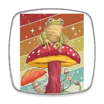 Retro Identification Cueillette Champignon Cueilleur - Magnet carré - blanc - Devant