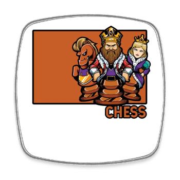 Chess Doodle Chinese Hanzi Queen Player - Magnet carré - blanc - Devant