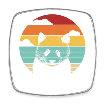 Retro Panda Bear Ailuropoda Melanoleuca Friend - Square fridge magnet - white - Front