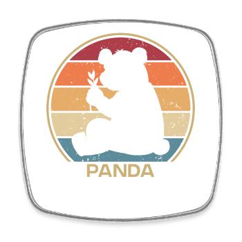 Retro Panda Bear Friend Ailuropoda Melanoleuca - Square fridge magnet - white - Front