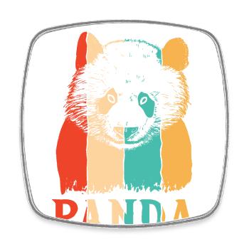 Retro Panda Bear Friend Ailuropoda Melanoleuca - Square fridge magnet - white - Front