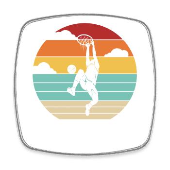 Retro Basketball Player Basketball Player Basketball - Square fridge magnet - white - Front