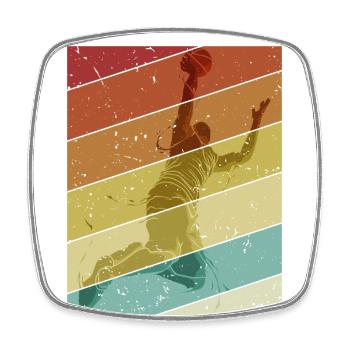 Retro Basketballkorb Basketballspieler Basketball - Viereckiger Kühlschrankmagnet - Weiß - Vorne