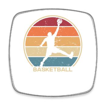 Joueur de basket-ball rétro Basketball Hoop Fan de basket-ball - Magnet carré - blanc - Devant