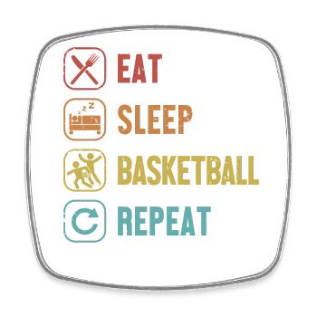 Eat Sleep Basketball Repeat Basketballer - Viereckiger Kühlschrankmagnet - Weiß - Vorne