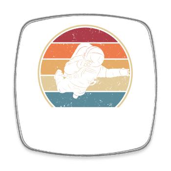Vaisseau spatial rétro Taikonaut Cosmonaute Spaceman - Magnet carré - blanc - Devant